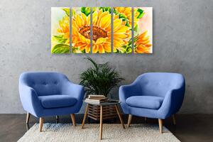5-częściowy obraz piękny słonecznik