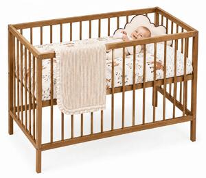 Brązowe retro łóżeczko niemowlęce z materacem 60x120 E7-C48
