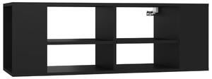 Wisząca szafka pod TV, czarna, 102x35x35 cm, płyta wiórowa