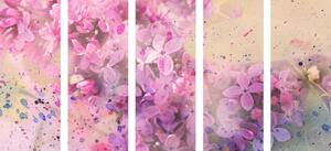 5-częściowy obraz różowa gałązka kwiatów