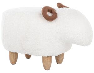 Pufa zwierzak biały poliester baranek drewniane nóżki Lamb Beliani
