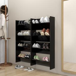 Półki ścienne na buty, 4 szt., czarne, 60x18x60 cm, płyta