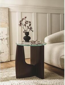 Stolik pomocniczy z drewna ze szklanym blatem Miya