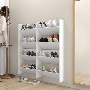 Półki ścienne na buty, 4 szt., białe, 60x18x60 cm, płyta