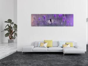 Obraz - Motyl w lawendach (170x50 cm)