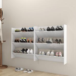 Półki ścienne na buty, 2 szt., białe z połyskiem, 80x18x90 cm