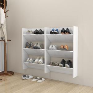 Półki ścienne na buty, 2 szt., białe, połysk, 60x18x90 cm