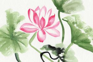 Obraz akwarelowy kwiat lotosu