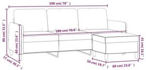 Sofa 3-osobowa z podnÃ³Å¼kiem, brÄ zowy, 180 cm, aksamit