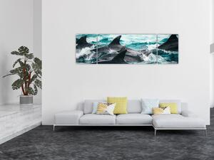 Obraz - Delfiny w oceanie (170x50 cm)