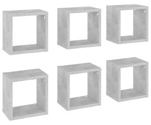 Półki ścienne kostki, 6 szt., szarość betonu, 22x15x22 cm