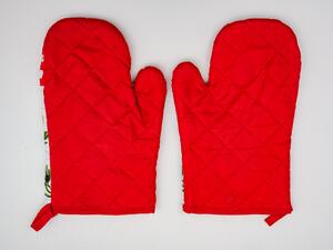 Zestaw 2 biało-czerwonych rękawic z magnesem OLIVE