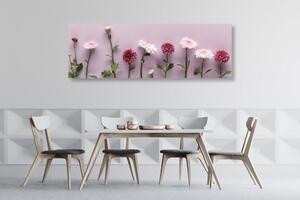 Obraz kompozycja z różowych chryzantem