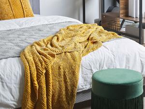 Koc narzuta żółty szenilowy dziergany na łóżko do salonu 150 x 200 cm Haifa Beliani