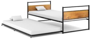Wysuwana rama łóżka, czarna, metalowa, 90x200 cm