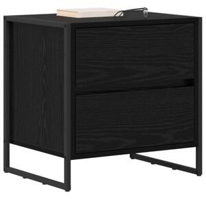 Stolik nocny z szufladÄ czarny dÄ b 50 x 39.5 x 50 cm
