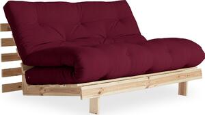 Nowoczesna kanapa z materacem futon 140 cm, bordowa