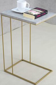 Druciany stolik pomocniczy beton + złoty - Texti 4X