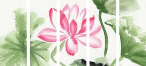 5-częściowy obraz akwarelowy kwiat lotosu
