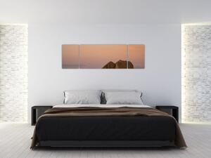 Obraz zachodu słońca w skałach (170x50 cm)