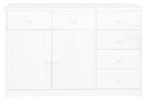 Komoda z 6 szufladami, biała, 113x35x73 cm, lite drewno sosnowe
