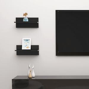Półki ścienne, 2 szt., czarne, wysoki połysk, 40 x 11,5 x 18 cm