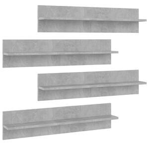 Półki ścienne, 4 szt., szarość betonu, 80 x 11,5 x 18 cm