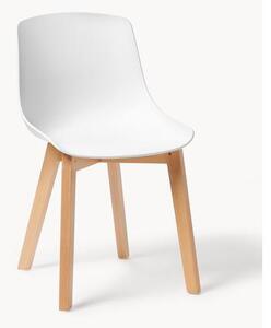 Krzesło z tworzywa sztucznego z drewnianymi nogami Dave, 2 szt