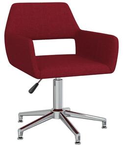 Obrotowe krzesła stołowe, 6 szt., winna czerwień, obite tkaniną
