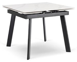 Stół Rozkładany Kwadratowy LARES 90-150 cm Ceramiczny Biały Marmur/Czarny Nowoczesny
