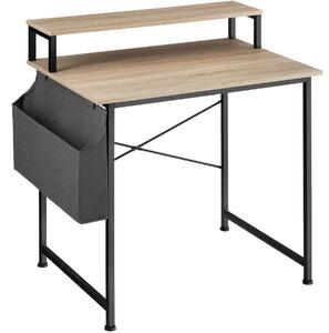 Tectake 404663 biurko komputerowe z nadstawką na monitor - drewno industrialne jasne, dąb sonoma, 80 cm