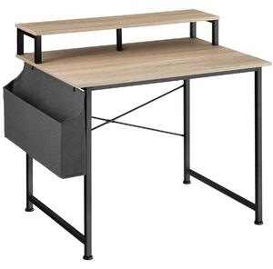 Tectake 404665 biurko komputerowe z nadstawką na monitor - drewno industrialne jasne, dąb sonoma, 120 cm