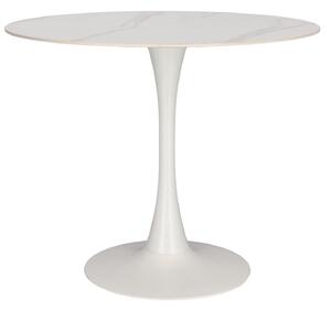 Stół na jednej nodze z marmurowym blatem Skinny Premium Stone White 90