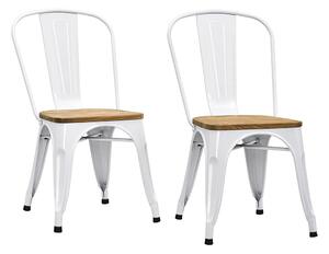 Krzesło metalowe do jadalni Panni, 2 szt-jasne drewniane siedzisko