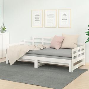 Łóżko rozsuwane, białe, lite drewno sosnowe, 2x(80x200) cm
