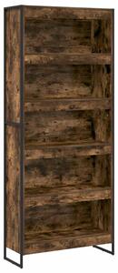 Industrialna szafka na książki z materiału drewnopochodnego w kolorze dąb dymny 80x30x189,5 cm