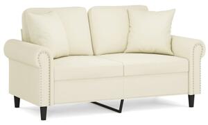 Sofa 2-osobowa z poduszkami, kremowa, 120 cm, aksamit