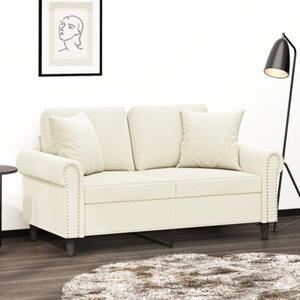 Sofa 2-osobowa z poduszkami, kremowa, 120 cm, aksamit