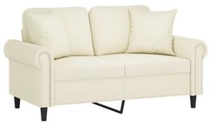 Sofa 2-osobowa z poduszkami, kremowa, 120 cm, aksamit