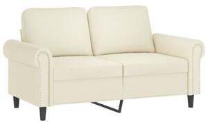 Sofa 2-osobowa z poduszkami, kremowa, 120 cm, aksamit