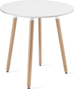 Stół KAMI Okrągły 60cm - biały / naturalne nogi