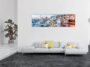 Obraz - Zmierzch na Santorini (170x50 cm)