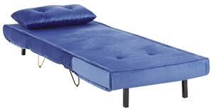 Sofa 1-osobowa rozkładana kanapa welurowa z poduszką ciemnoniebieska Vestfold Beliani
