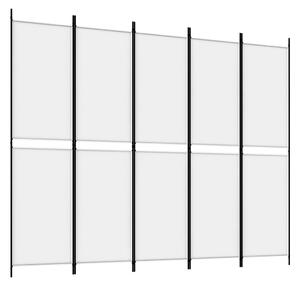 Parawan 5-panelowy, biały, 250x200 cm, tkanina