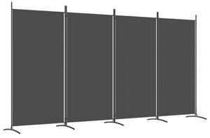Parawan 4-panelowy, czarny, 346x180 cm, tkanina