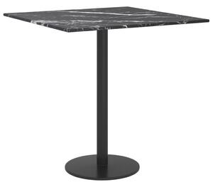 Blat stołu, czarny, 40x40 cm, 6 mm, szkło ze wzorem marmuru