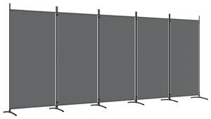 Parawan 5-panelowy, antracytowy, 433x180 cm, tkanina