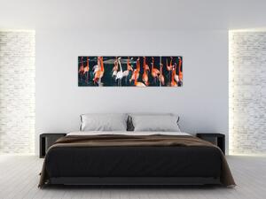 Obraz stada flamingów (170x50 cm)