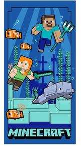 Niebieski ręcznik dziecięcy z mikrowłókna 70x140 cm Minecraft "Underwater Fun" – Jerry Fabrics