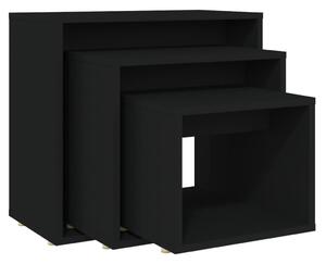 Stoliki wsuwane pod siebie, 3 szt., czarne, płyta wiórowa